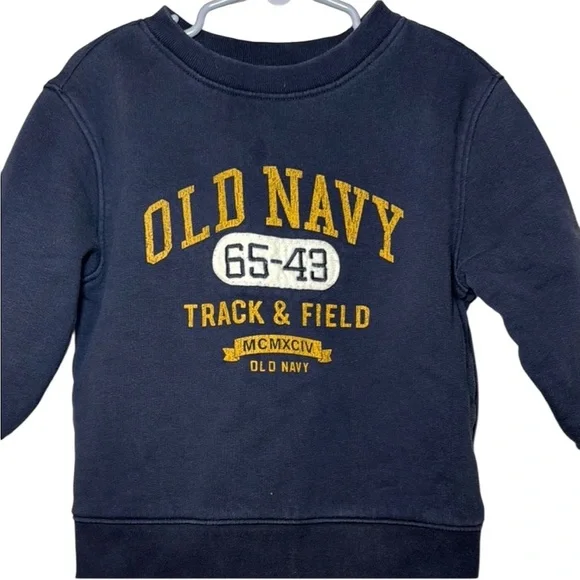 Old Navy Vintage Crewneck Sweatshirt Navy Blue and Yellow Size 3T - Picture 2 of 5